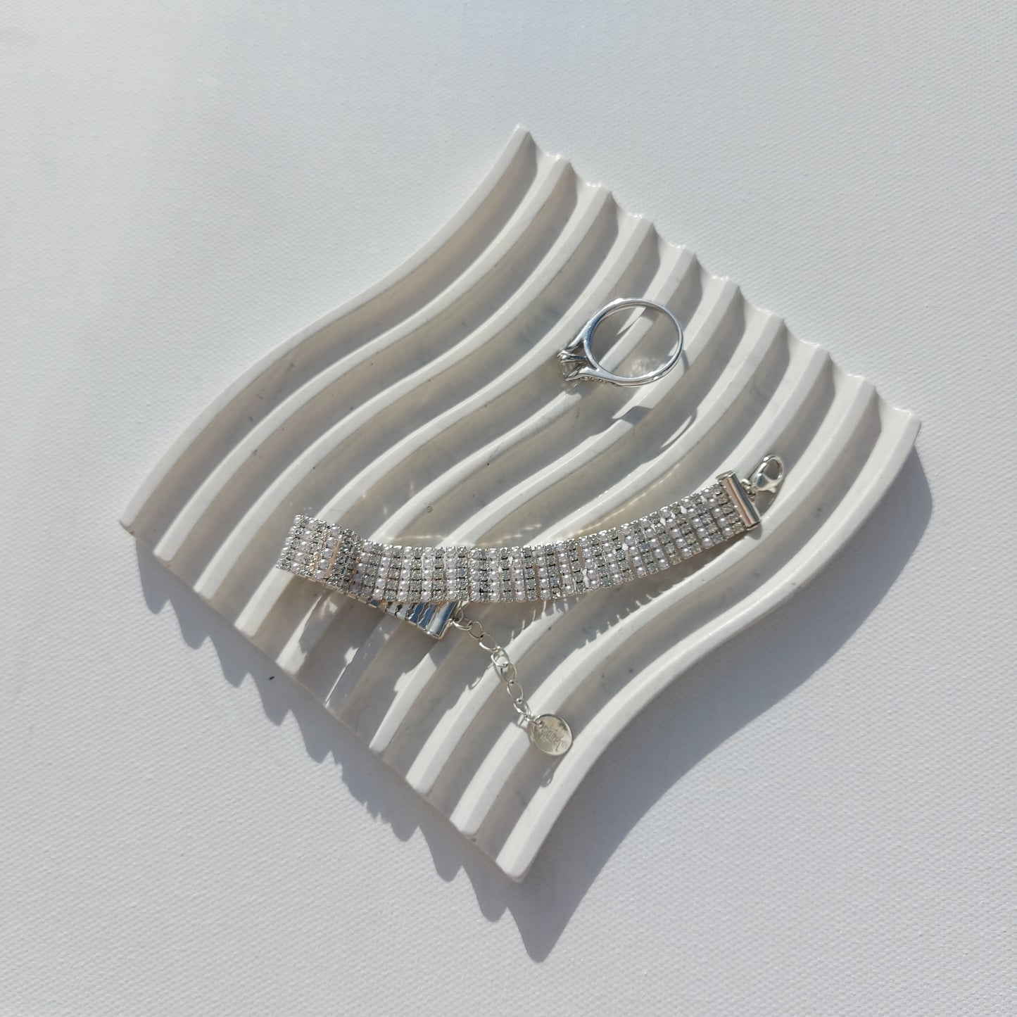 Small Wavy Jewellery tray ( cream/brown )