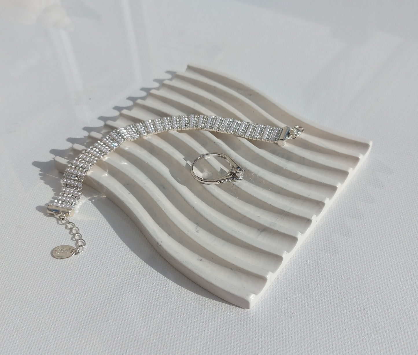 Small Wavy Jewellery Tray - White