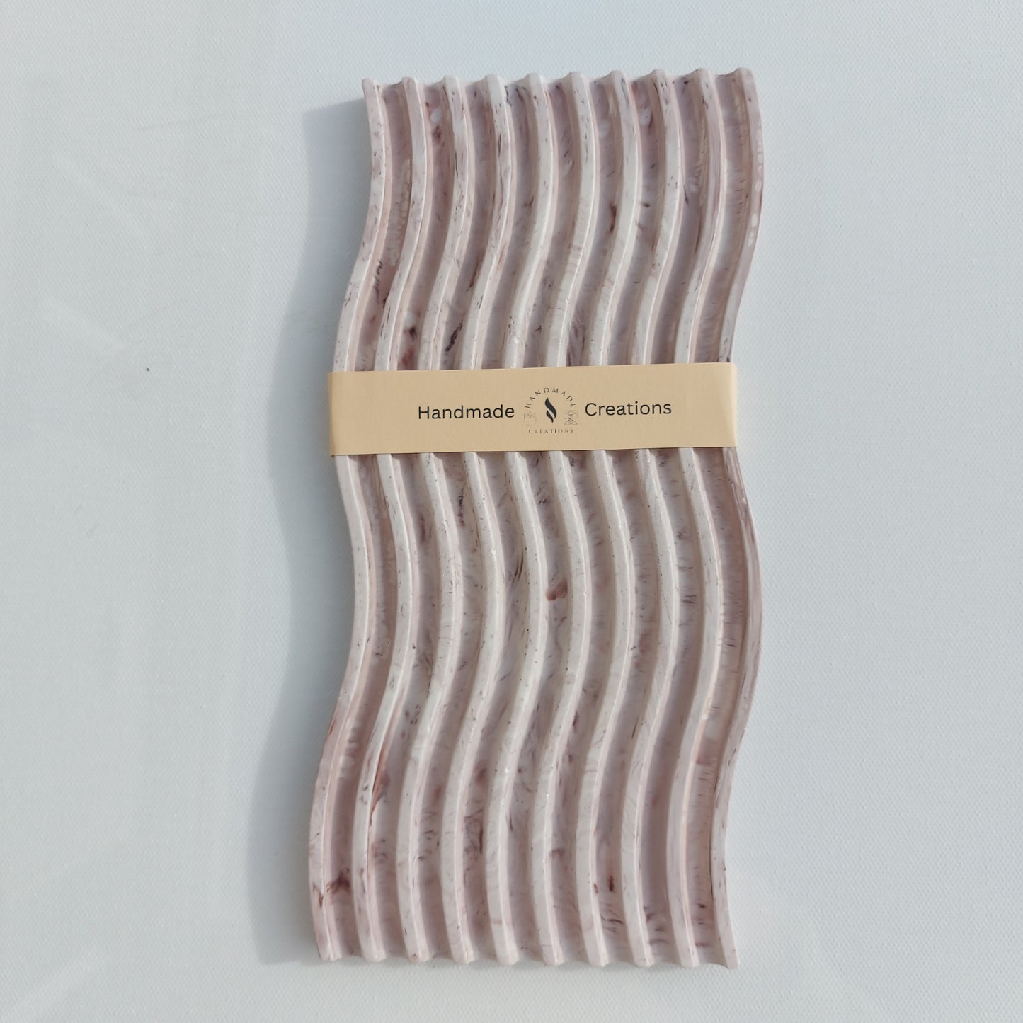 Large Wavy Jewellery and Candle Holder Tray - ( Cream/Brown )