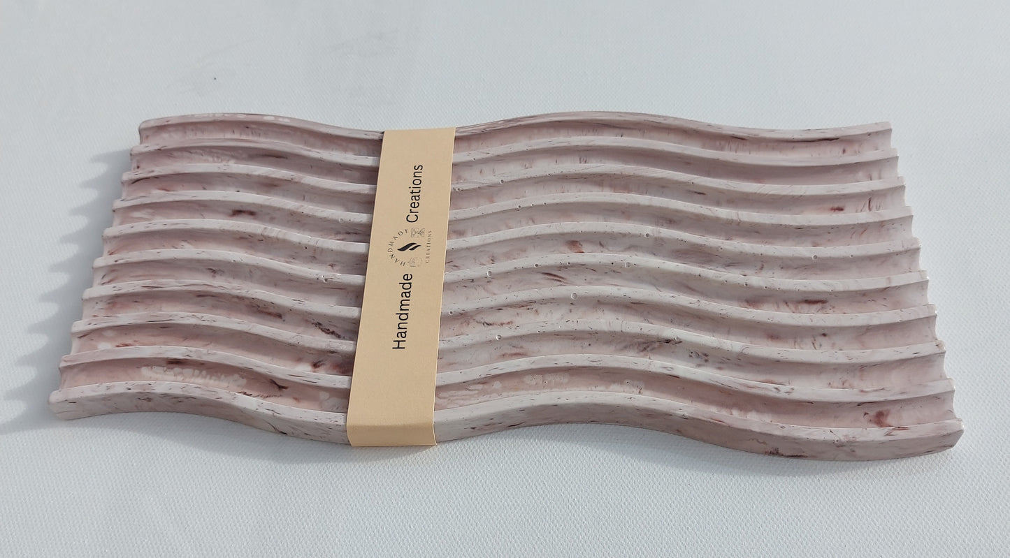 Large Wavy Jewellery and Candle Holder Tray - ( Cream/Brown )