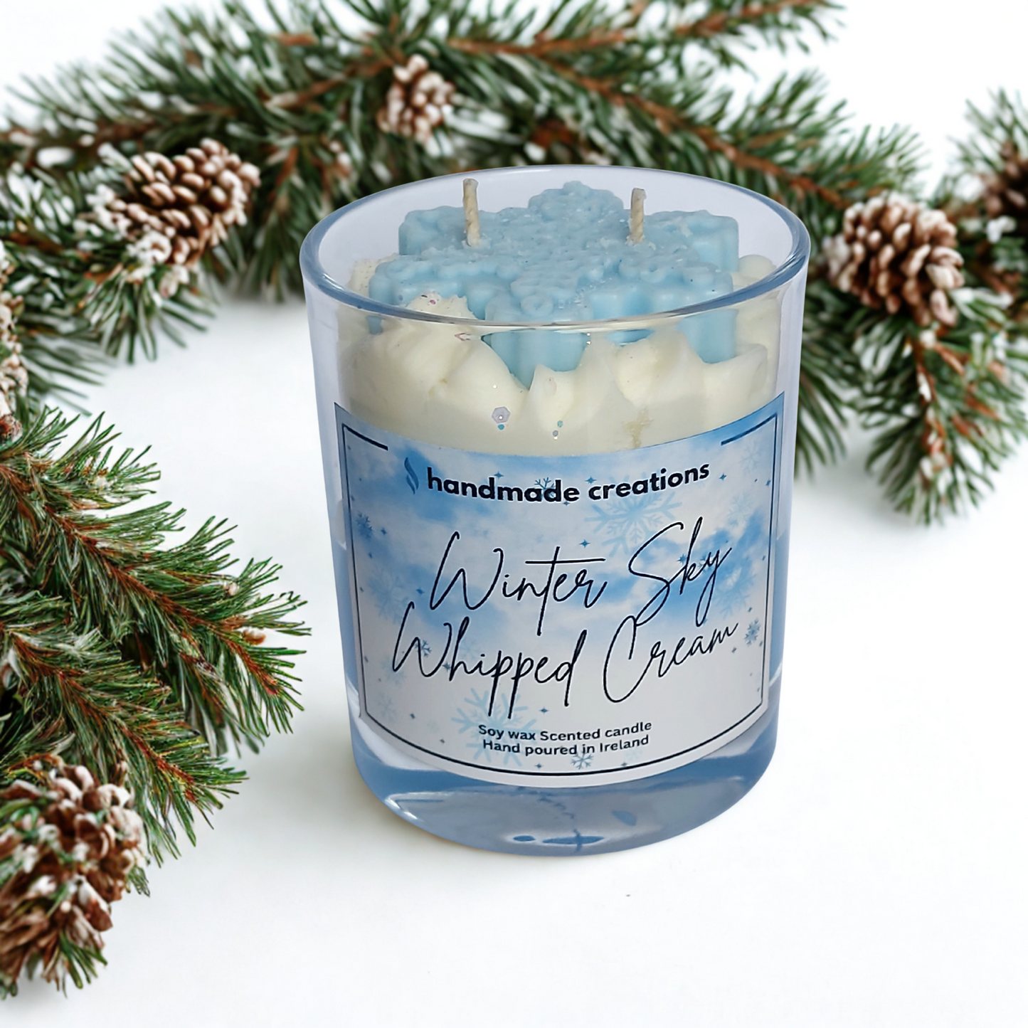 Double Wick Winter Sky Whipped Cream Scented Candle ( Snowflake )