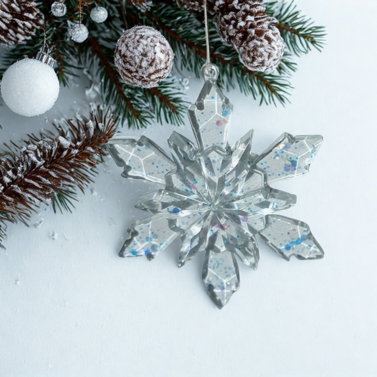 Set of 4 Christmas Tree Snowflake Ornaments