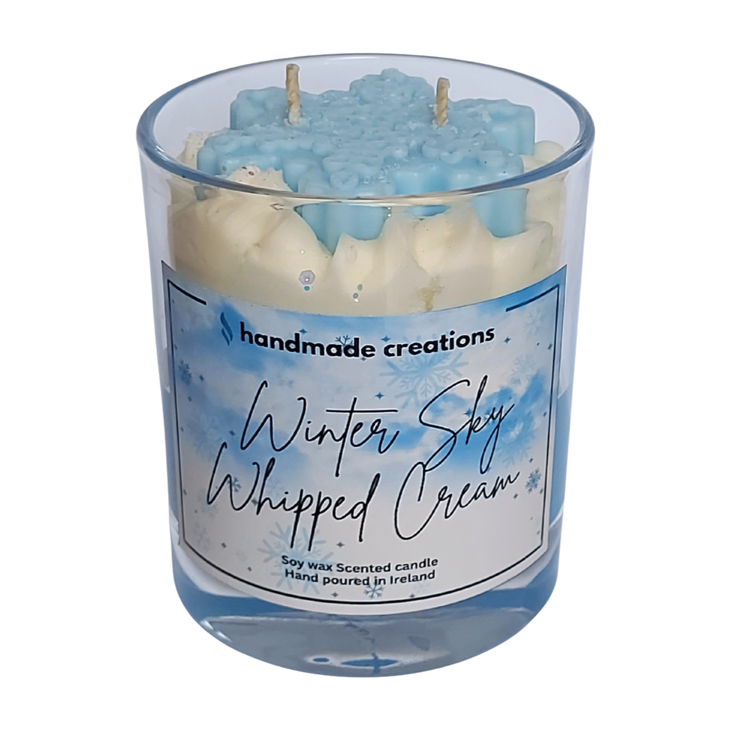 Double Wick Winter Sky Whipped Cream Scented Candle ( Snowflake )
