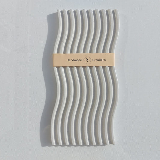 Large Wavy Jewellery and Candle Holder Tray ( white )