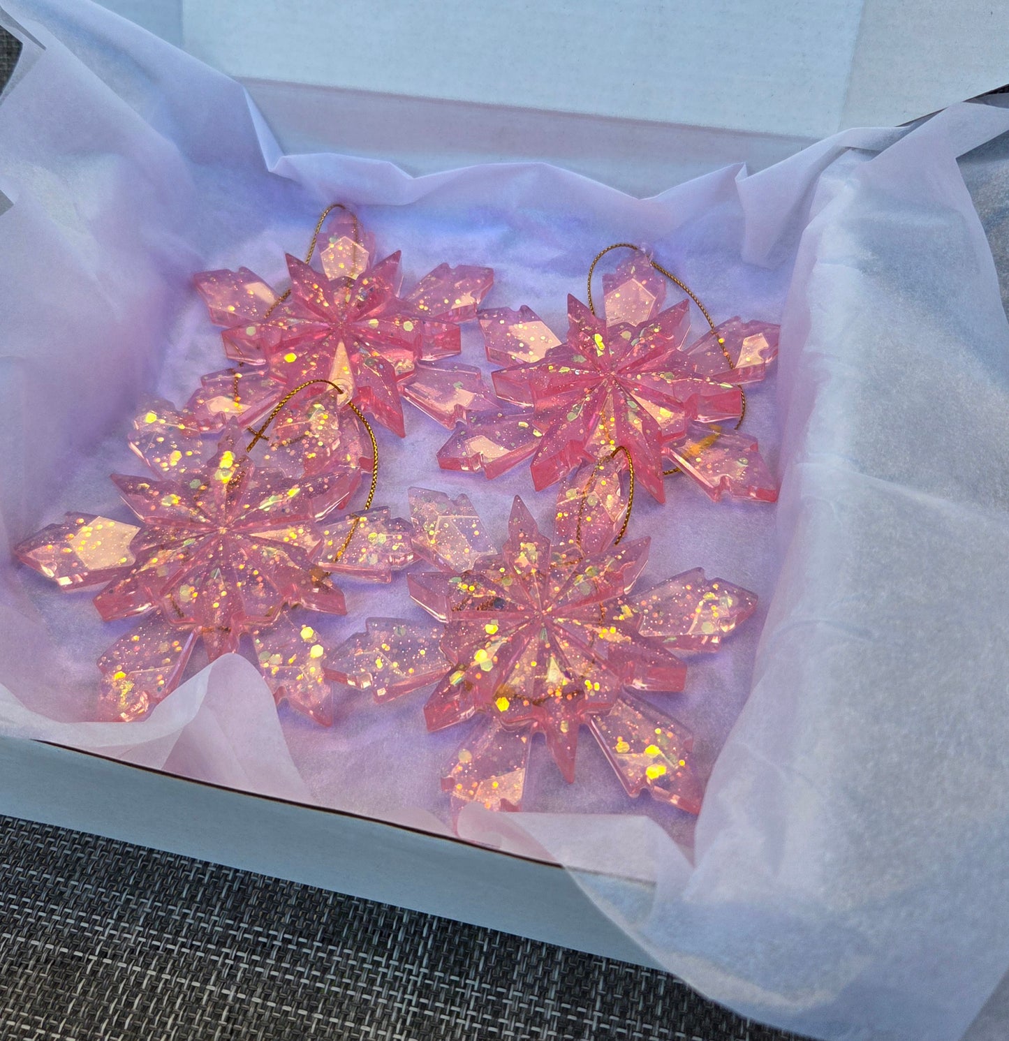 Set of 4 Christmas Tree Snowflake Ornaments