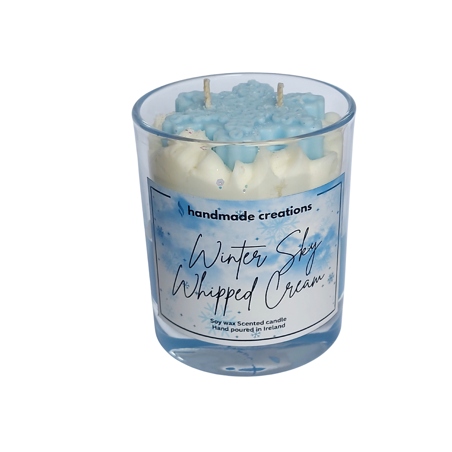 Double Wick Winter Sky Whipped Cream Scented Candle ( Snowflake )